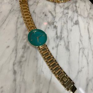 Anne Klein gold and teal watch